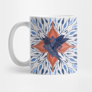 Hummingbird Flower and Leaves Design Mug